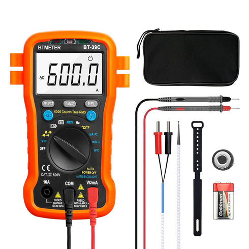 BTMETER BT-39C True RMS Digital Multimeter Auto Ranging for AC DC Voltage,Current, Resistance, Capacitance Tester with Temp Battery LED Test Auto ...