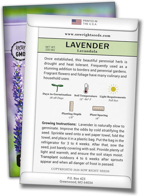 Sow Right Seeds - Large Herbal Tea Garden Seed Collection for Planting - Lemon Balm, Mint, Chamomile, Lavender, Echinacea, Borage, Hyssop, Calendu...