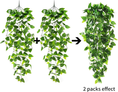 CEWOR 2pcs Fake Hanging Plants 3.6ft Fake Ivy Vine Artificial Ivy Leaves for Wedding Wall House Room Patio Indoor Outdoor Home Shelf Office Decor ...