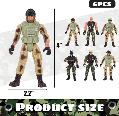 AMOR PRESENT 6PCS Army Men Soldiers, Special Force Action Figure with Weapons Military Soldier Playset Army Toy Set...