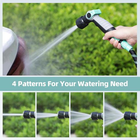 Garden Hose Nozzle Sprayer, 100% Heavy Duty Metal High Pressure Hose Nozzle with 4 Spray Patterns, Thumb Control On Off Valve for Lawn & Plant Wat...
