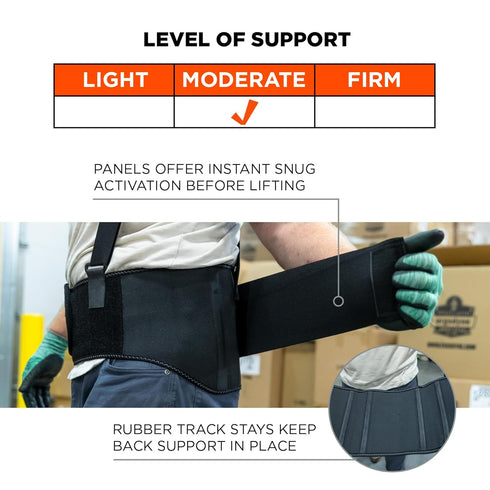 Ergodyne ProFlex 1600 Back Support Brace, 9" Extended Support, High Cut Front For Mobility, XL,Black...