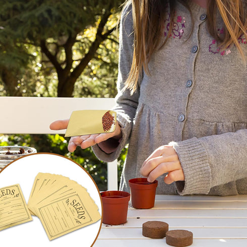100Pcs Seed Envelopes, Seed Envelopes Resealable Brown Paper Seed Packets Envelopes Self Adhesive Sealing Seed Saving Envelopes Paper Seed Envelop...