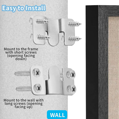 6 Pairs Flush Mount Bracket, 54 x 30mm Interlocking Picture Hanging Hooks Stainless Steel Photo Frame Hook Furniture Connector for Mirrors Picture...