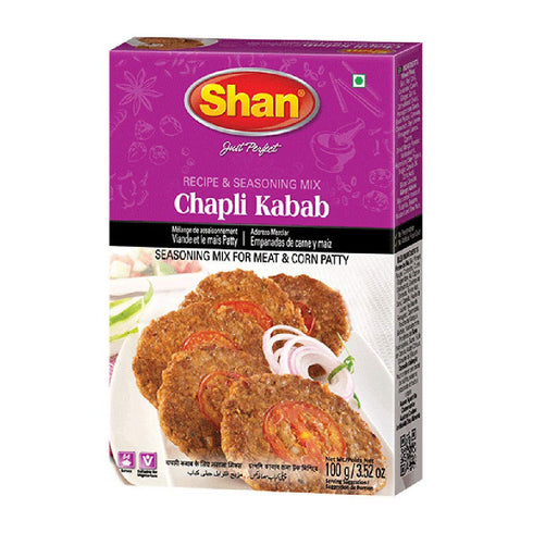Shan Chapli Kabab Recipe and Seasoning Mix 3.52 oz (100g) - Spice Powder for Traditional Meat & Corn Patty - Suitable for Vegetarians - Airtight B...