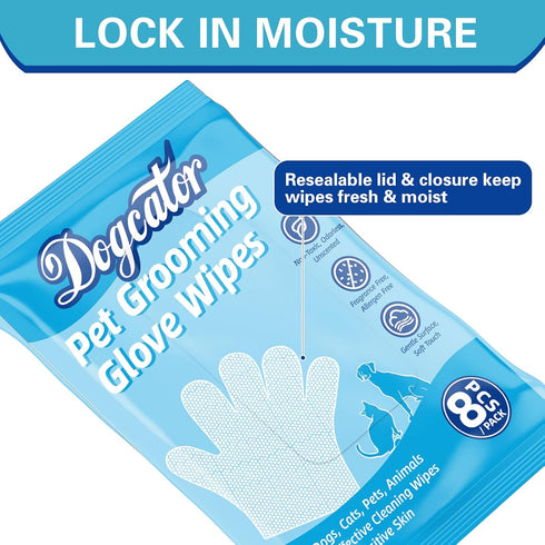 Dog Glove Wipes for Cleaning Paws Butt | Pet Grooming Deodorizing Dog Ear Glove Wipes | Fragrance Free Natural Puppy Glove Wipes | Soothes Itchy D...