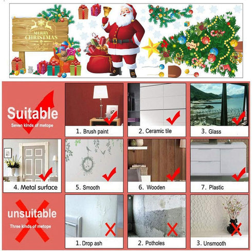 Santa Claus Christmas Tree Wall Decals Christmas New Year Peel and DIY Stickers Decoration for Home Office Nursery Decor...