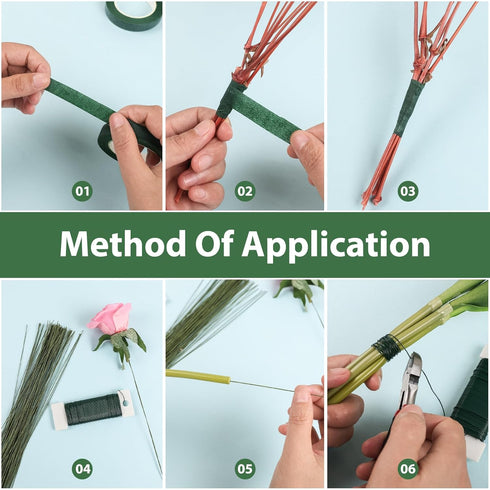 Floral Arrangement Kit with Green Floral Tape and Wire,26 Gauge Floral Stem Wire,22 Gauge Floral Wire,Boutonniere Pin for Bouquet Stem Wrap Floris...