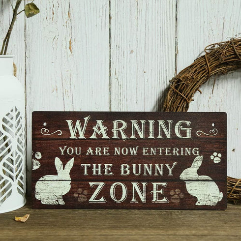 Putuo Decor Funny Rabbit Sign Bunny Rabbit Home Decor Gift Bunny Mom Bunny Lover 12 x 6 Inch (The Bunny Zone) Easter Decorations...