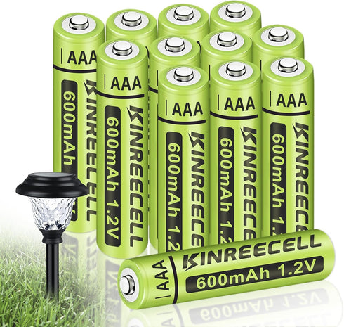 Rechargeable AAA Batteries, Ni-MH Triple A Solar Batteries High Capacity 1.2V Pre-Charged for Outdoor Solar Lights, String Lights, Pathway Lights ...