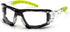 Pyramex Fyxate Safety Glasses Clear Lens H2MAX AF With Foam Padding And Lime Temples...