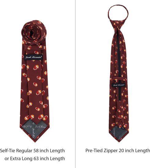 Jacob Alexander Men's Football Flaming on Fire Regular Length Neck Tie - Brown...