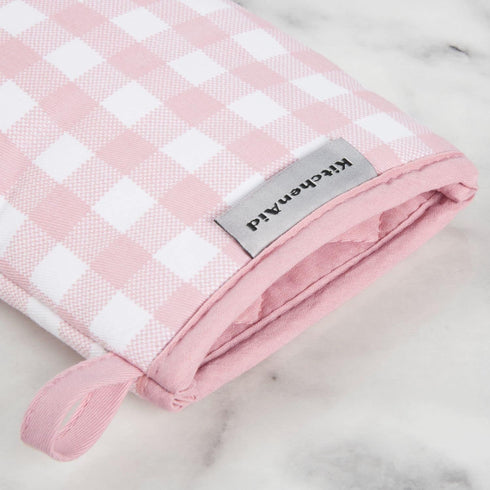 KitchenAid Gingham Mini Oven Mitt 2-Pack Set, Dried Rose, 5.5"x8"...