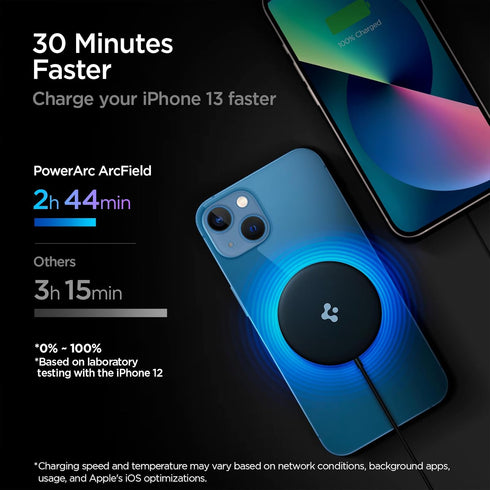 Spigen Charging Adapter, ArcField Magnetic Wireless Charger for iPhone 15, 14, 13, 12 Series, AirPods, Fast Wireless Charging Pad, Compatible with...