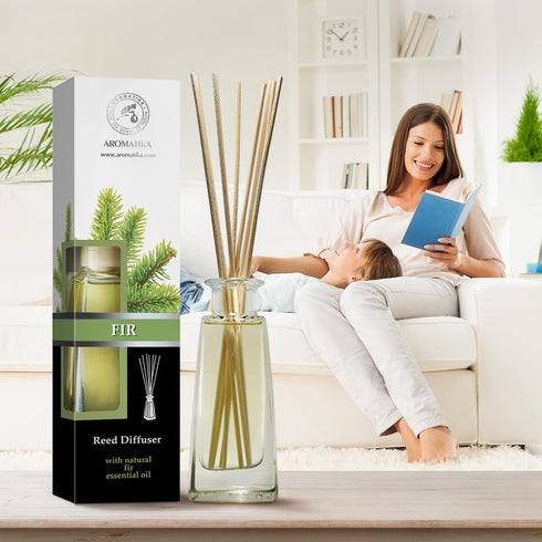 Pine Reed Diffuser 3.4 Fl Oz - Fresh & Long Lasting Coniferous Aroma - Pine Scented Diffuser - Home - Gift Set for Aromatherapy - Great Room Air F...