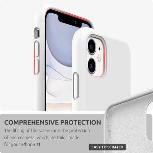 SURPHY Compatible with iPhone 11 Case 6.1 inch, Thickening Design Liquid Silicone Phone Case (with Microfiber Lining) for iPhone 11 2019, White...