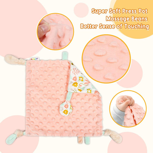 Dr.Rapeti Tag Security Blanket for Baby Infant Toddler Kid 10x10inches Washable Sensory Toy Lovey Appease Blanket (flower)...