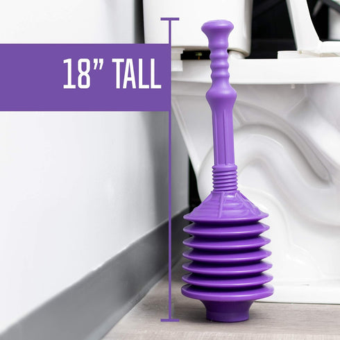 JS Jackson Supplies Professional Bellows Accordion Toilet Plunger, Thrust Plunge Removes Heavy Duty Clogs from Clogged Bathroom Toilets, Power Plu...