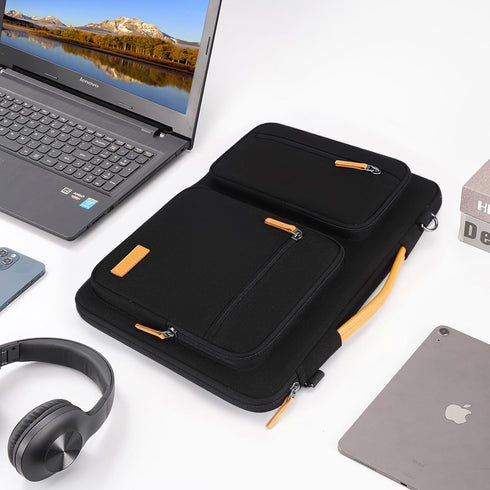 DOMISO 15.6 inch Laptop Sleeve Case Water-Resistant Computer Cover Bag with Detachable Shoulder Straps and Extendable Handle for HP, Dell, Asus,Bl...