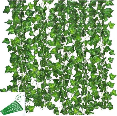 KUPOO 12 Strands 84 Feet Artificial Ivy Leaf Plants Vine Hanging Garland Fake Foliage Flowers for Wedding Party Garden Wall Decoration (Style A)...