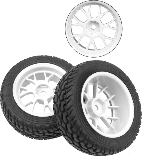 OD 75mm/2.95'' Rubber Tires & Plastic Wheel Rims 12mm Hex Compatible with Traxxas HSP Tamiya HPI Kyosho 1/10 On-Road Touring Racing Car,WLtoys 1/1...