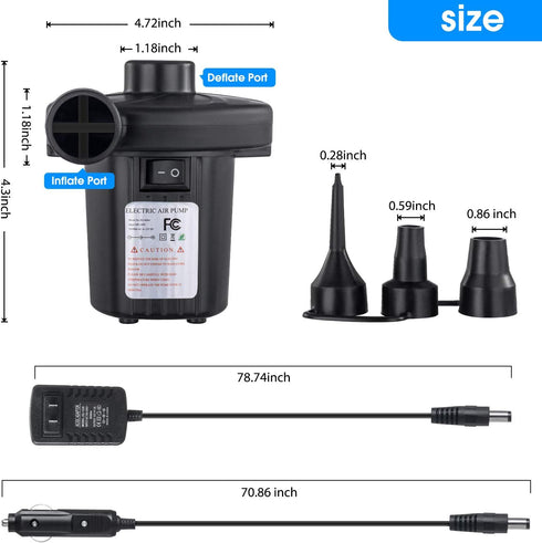 Air Pump for Air Mattress, Air Mattress Pump for Inflatables, Quick Fill Inflator Deflator Air Pump Perfect for Outdoor Camping Inflatable Boat Bl...