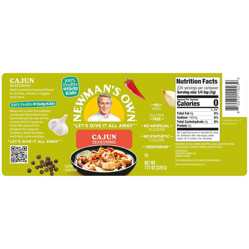 Newman's Own Cajun Seasoning; Perfect Spices for Cooking Hot Wings, Crawfish Boil and to add a kick to your dishes; No MSG, Gluten Free; Kosher; 7...