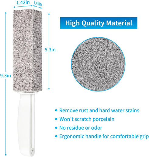 4TH Pumice Stone for Toilet Bowl Cleaning,Pumice Stick with Handle,Cleans Away Limescale Stain,Hard Water Rings, Calcium Buildup,Iron and Rust. Re...