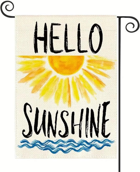 Hello Sunshine Summer Garden Flag Colorful Sun Flower Double Sided Print 12×18 Inch Garden Flag Farmhouse Holiday Outside Decorations(A)...