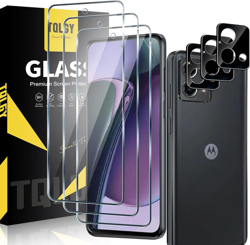 TQLGY 3 Pack Screen Protector for Motorola Moto G Stylus 5G 2023 with 3 Pack Camera Lens Protector, Ultra HD Tempered Glass, 9H Hardness, Anti-Scr...