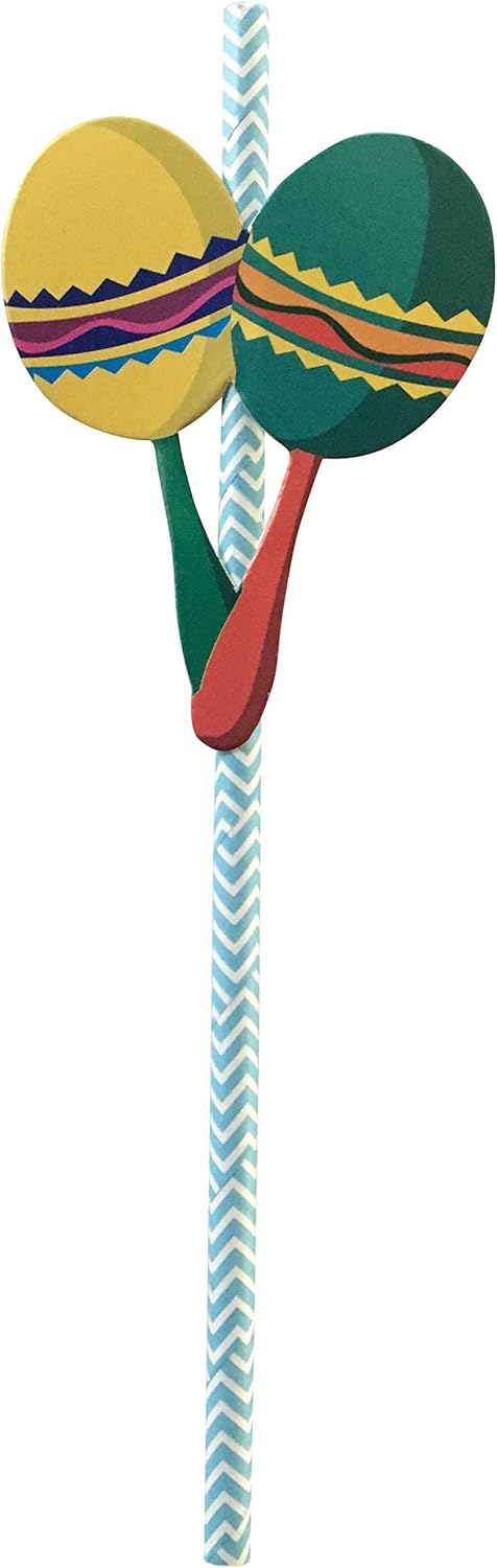 Fiesta Party Straws | Mexican Decorations | Final Fiesta Bachelorette Party Supplies | Set of 32, PRE-ASSEMBLED Paper Straws...