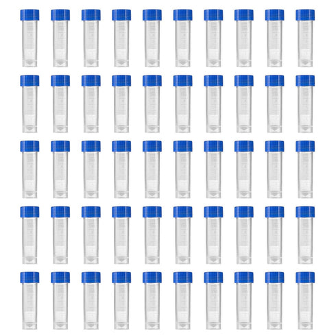 Eowpower 50pcs 5ml Plastic Graduated Vial Storage Container Test Tubes with Screw Caps...