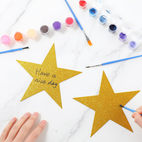 60Pcs Glitter Star Cutouts Paper Double Printed Paper Stars Cutouts Bulletin Board Stars 6 Inch Stars Decoration Star Wall Decor for Bulletin Boar...