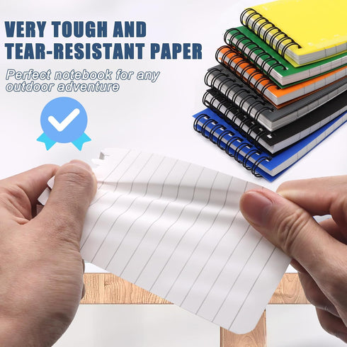 6 Pack Waterproof Notepads, 3 x 5 Spiral Notebook All-Weather Small Pocket Notebook, Waterproof Memo Paper Notepad with 50 Sheets Lined Pages Ston...