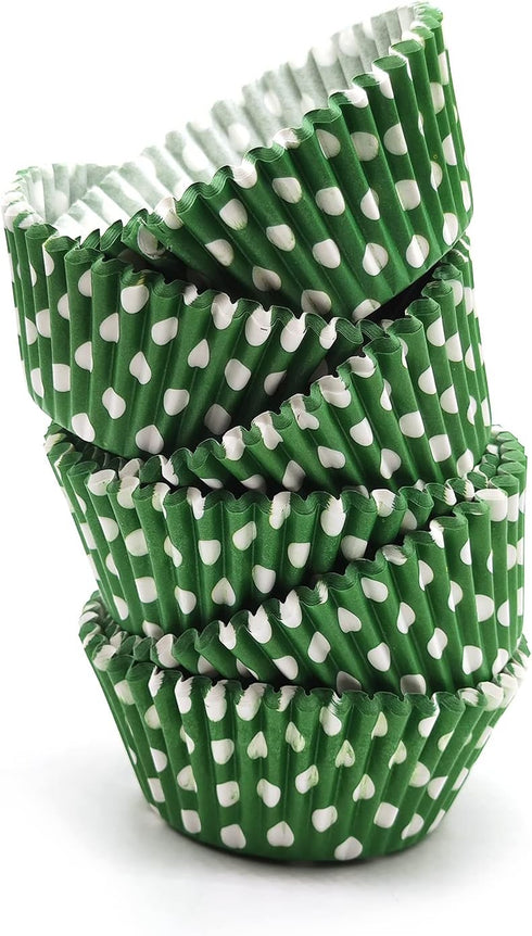 Green Standard Baking Cups, Cute Polka Dots Greaseproof Cupcake Liners, 150-Count...