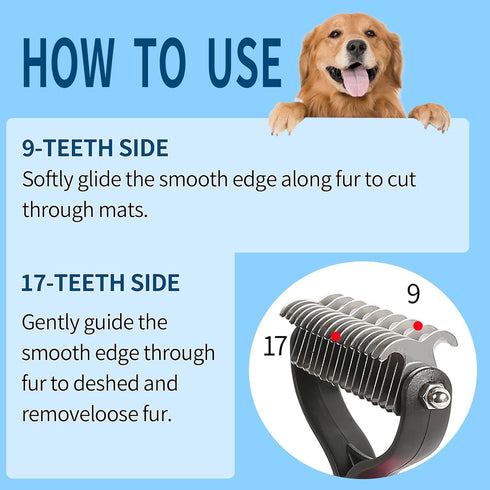Pet Grooming Brush, Double Sided Deshedding for Dogs & Cats, Skin Friendly Grooming Dog Brush, Pet Shedding Brush,Undercoat Rake for dogs Grooming...