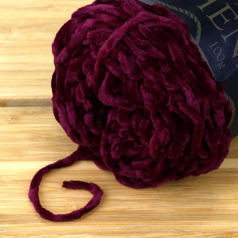 JubileeYarn Chenille Yarn - 100g/Cake Worsted Weight - Scarlet - Dark Mulberry Maroon Purple Velvet - 2 Cakes...