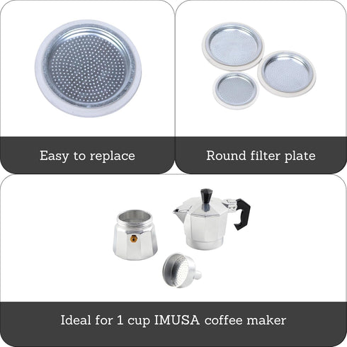 IMUSA Aluminium Stovetop Replacement Rubber Ring & Filter 1-Cup...