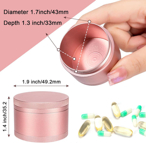 Pink Metal Pill Box Daily - Single Waterproof Travel Pill Container for Purse, Portable Pill Case for Vitamins, Fish Oil, Medicine, Cute Pill Hold...
