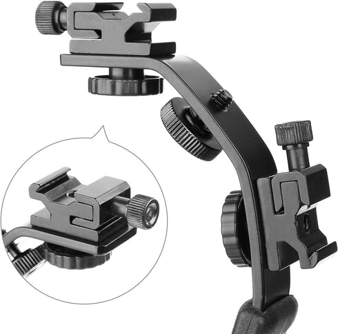 ChromLives Camera L Bracket Mount Video Grip L-Bracket with Dual Flash Cold Shoe Mount 1/4'' Tripod Screw, Heavy Duty Padded Hand Grip for DSLR Ca...