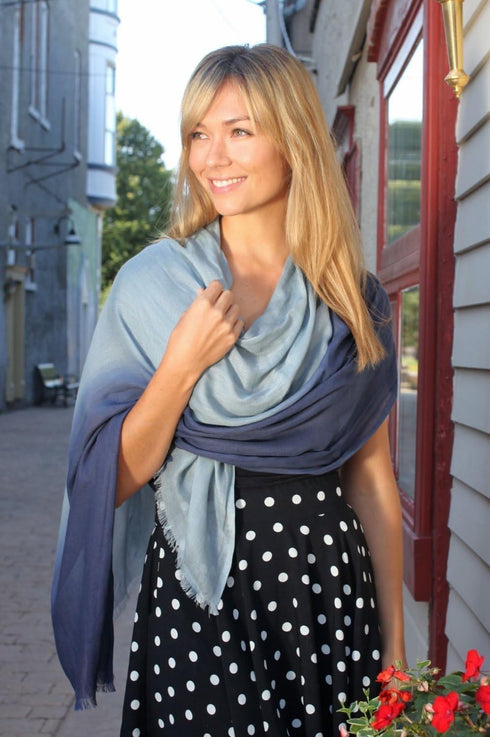 Women's Serenity Ocean Elegant Blue Ombre Effect Scarf, Super Soft, Lightweight...