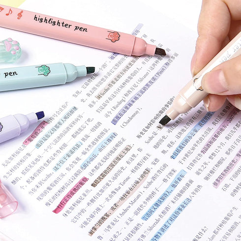 6 Pcs Cat Highlighter Marker Cute Cat Paw Pastel Highlighter Marker Pens for Students Girls Women School Office Supplies (Cat Paw-Color)...