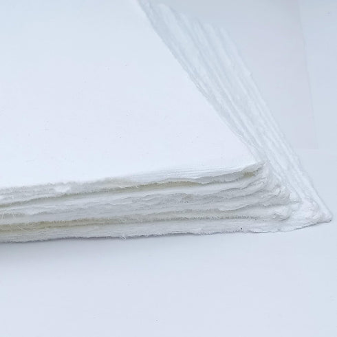 E-Tailor Handmade Cotton Deckle Edge Paper Loose Leaf Sheets for Sketch Painting Invitatons Art Work Kids 130 GSM Ivory White (HPDW-102-3x5-50-She...