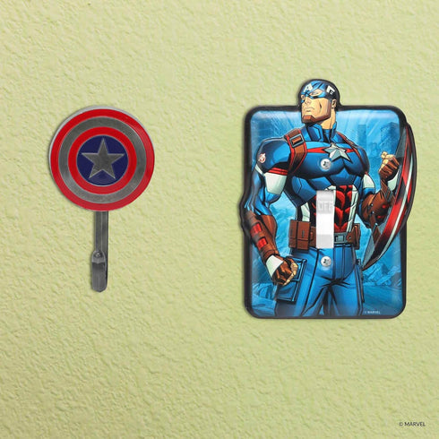Marvel Captain America Embossed Metal Light Switch Plate - Captain America Switch Plate Decoration for Bedroom or Man Cave...
