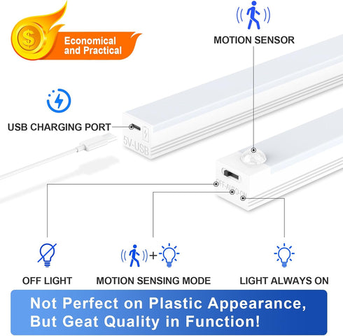 Under Cabinet Lights - Motion Sensor Light Indoor for Pantry, Closet, Kitchen, Bathroom - Battery Operated Magnetic Cabinet Lighting with Auto Off...