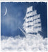 Ambesonne Nautical Shower Curtain, Yacht in The Ocean Madend Shaped with Fluffy Cloudstmospheric Imaginary Sky, Cloth Fabric Bathroom Decor Set wi...