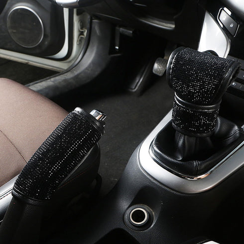 Bling Bling Auto Gear Shift Knob Cover,Auto Shift Gear Cover with Crystal Glitter Bling Rhinestones,Car Knob Gear Stick Protector (Black Diamonds)...