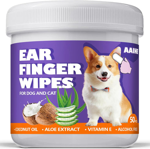Dog ear wipes,Gently Remove Ear Wax & Dirt,Relieve Ear Itching Fresh Coconut Scent, All Natural Ingredients dog ear cleaning wipes - 50 Count...