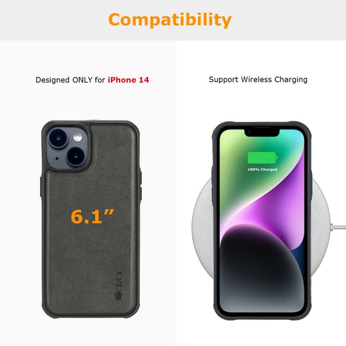 molzar MagBig Series Case for iPhone 14, Built-in Metal Plate for Magnetic Car Mount, Support Wireless Charging, Compatible with iPhone 14, Black....
