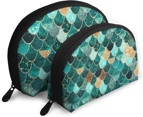 2PCS Portable Makeup Bags Waterproof Cosmetic Pouch Travel Multifunctional Toiletry Organizer Case for Women - Mermaid Scales......